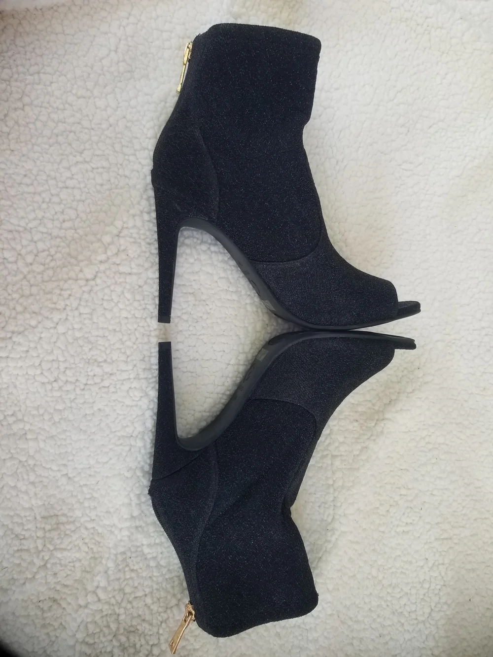 GUESS Black Peep-Toe High-Heel Ankle Booties